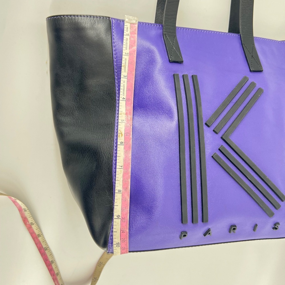 Kenzo Paris Purple and Black‎ K Logo Leather Tote Bag Shoulder Handbag Women's - Picture 10 of 14